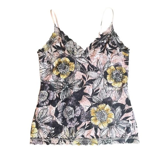 Hanky Panky Y2K Floral Sheer Lace Camisole in Yellow, Grey, Purple, Pink- Medium - Picture 1 of 7